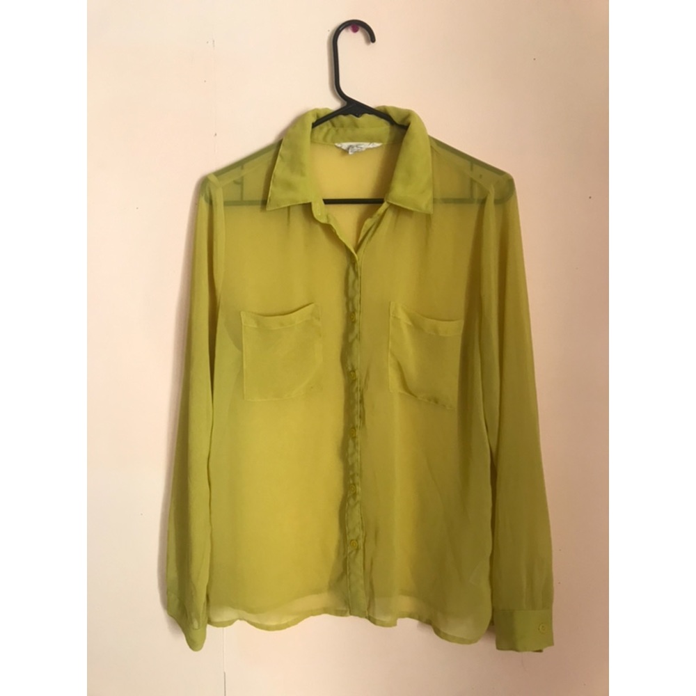 Forever 21 Yellow Sheer Chiffon Blouse